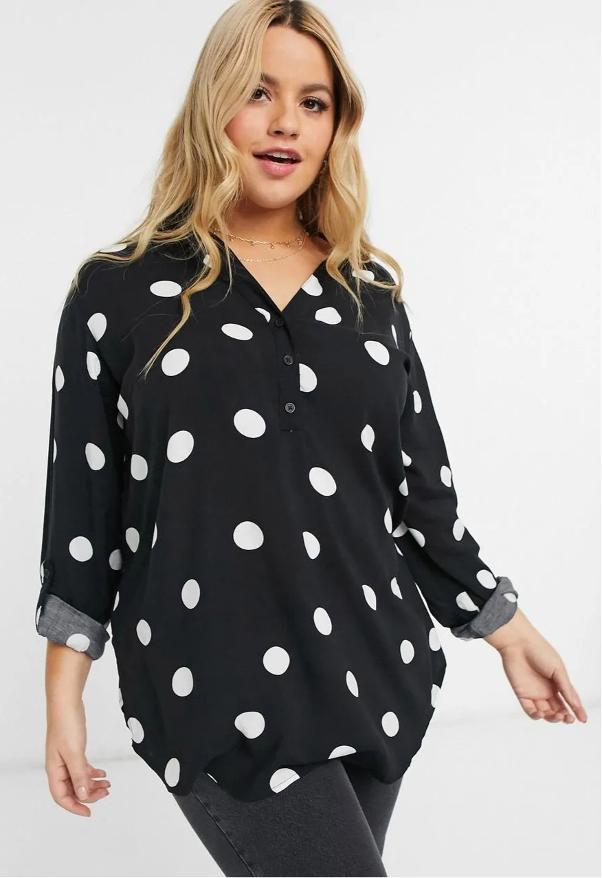 Romy | Casual polkadot blouse plus