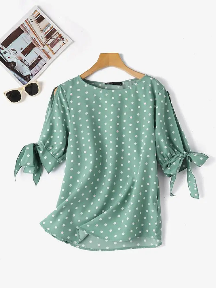 Naomi | Polkadot strik blouse plus