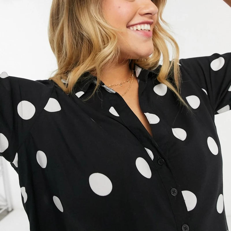 Romy | Casual polkadot blouse plus