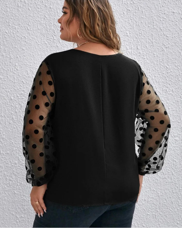Daphne | Polkadot mesh blouse plus