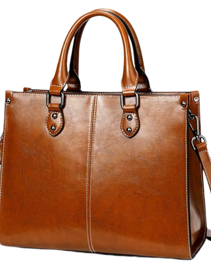 Zaria – Lederen totebag voor vrouwen die met licht reizen | Nomad Collectie