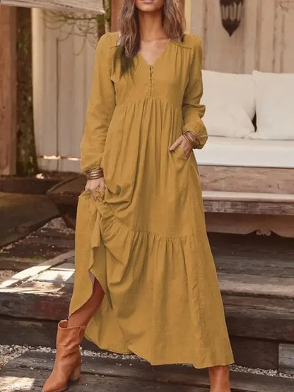 Sofie | Retro linnen maxi jurk