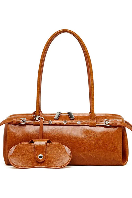 Aysel – Lederen baguette tas | Een maanlichte reis vol innerlijke kracht | Nomad Collectie