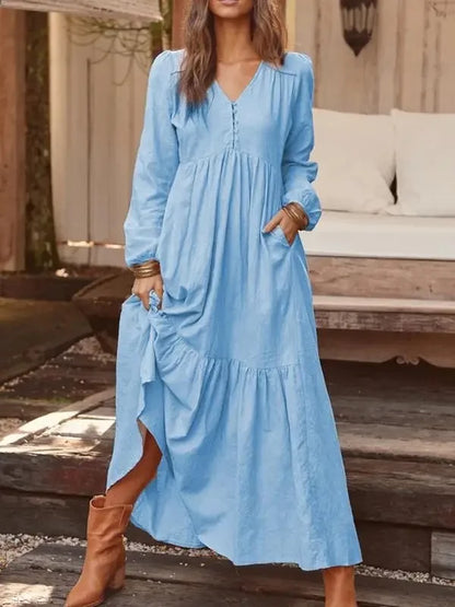 Sofie | Retro linnen maxi jurk