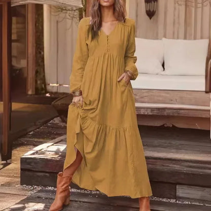 Sofie | Retro linnen maxi jurk