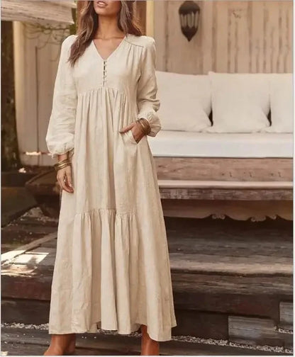 Sofie | Retro linnen maxi jurk