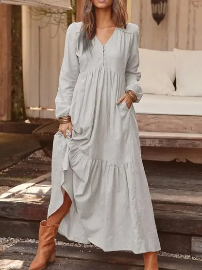 Sofie | Retro linnen maxi jurk
