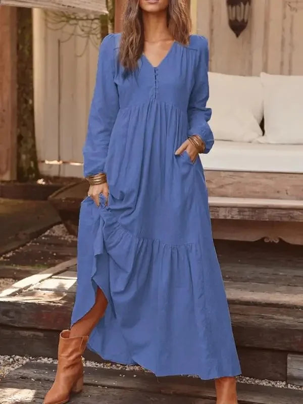 Sofie | Retro linnen maxi jurk
