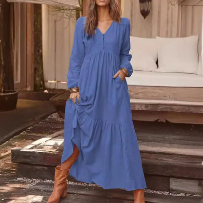 Sofie | Retro linnen maxi jurk