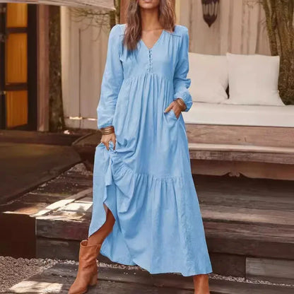 Sofie | Retro linnen maxi jurk