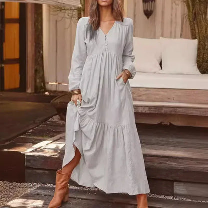 Sofie | Retro linnen maxi jurk