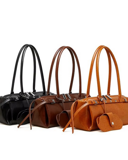 Aysel – Lederen baguette tas | Een maanlichte reis vol innerlijke kracht | Nomad Collectie