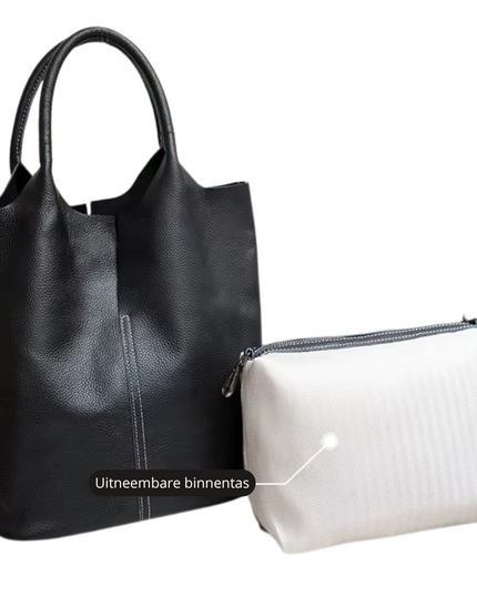 Naiya - Lederen tote bag | Een stroming van vrouwelijke kracht | Eb & Vloed Collectie