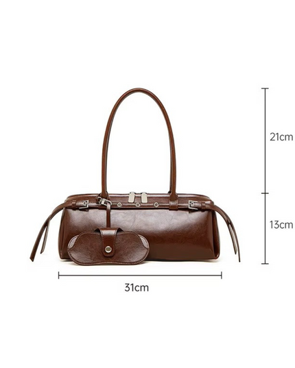 Aysel – Lederen baguette tas | Een maanlichte reis vol innerlijke kracht | Nomad Collectie